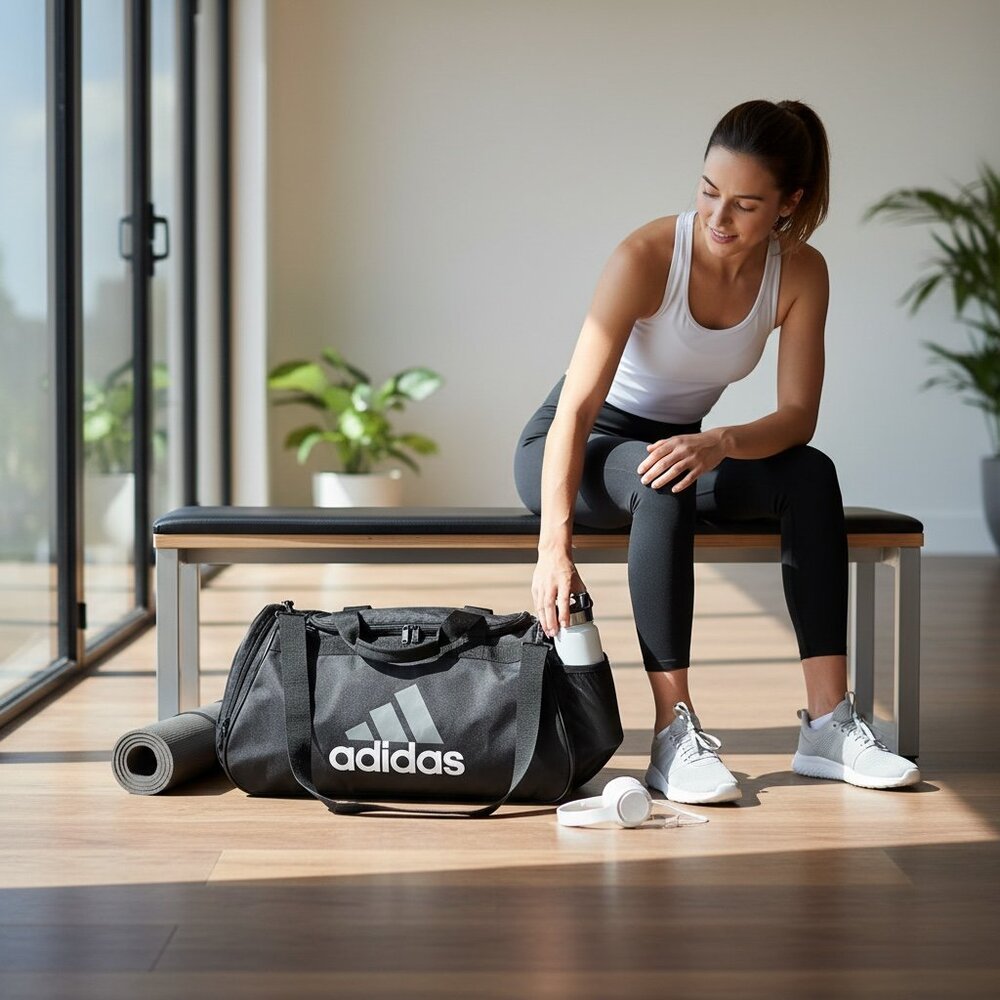 Adidas Duffle Bag Black & Gray Lightweight Foldable Rectangular 305C